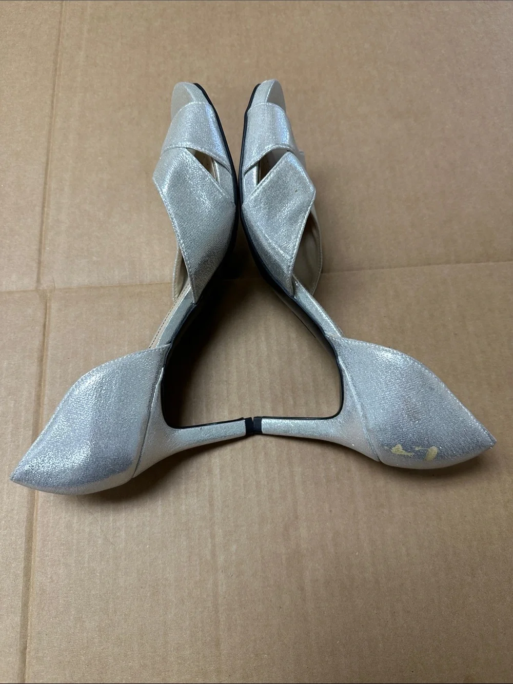 ##850, Size 11, Life Stride Women's Metallic Silver Open-Toe D'Orsay Heels